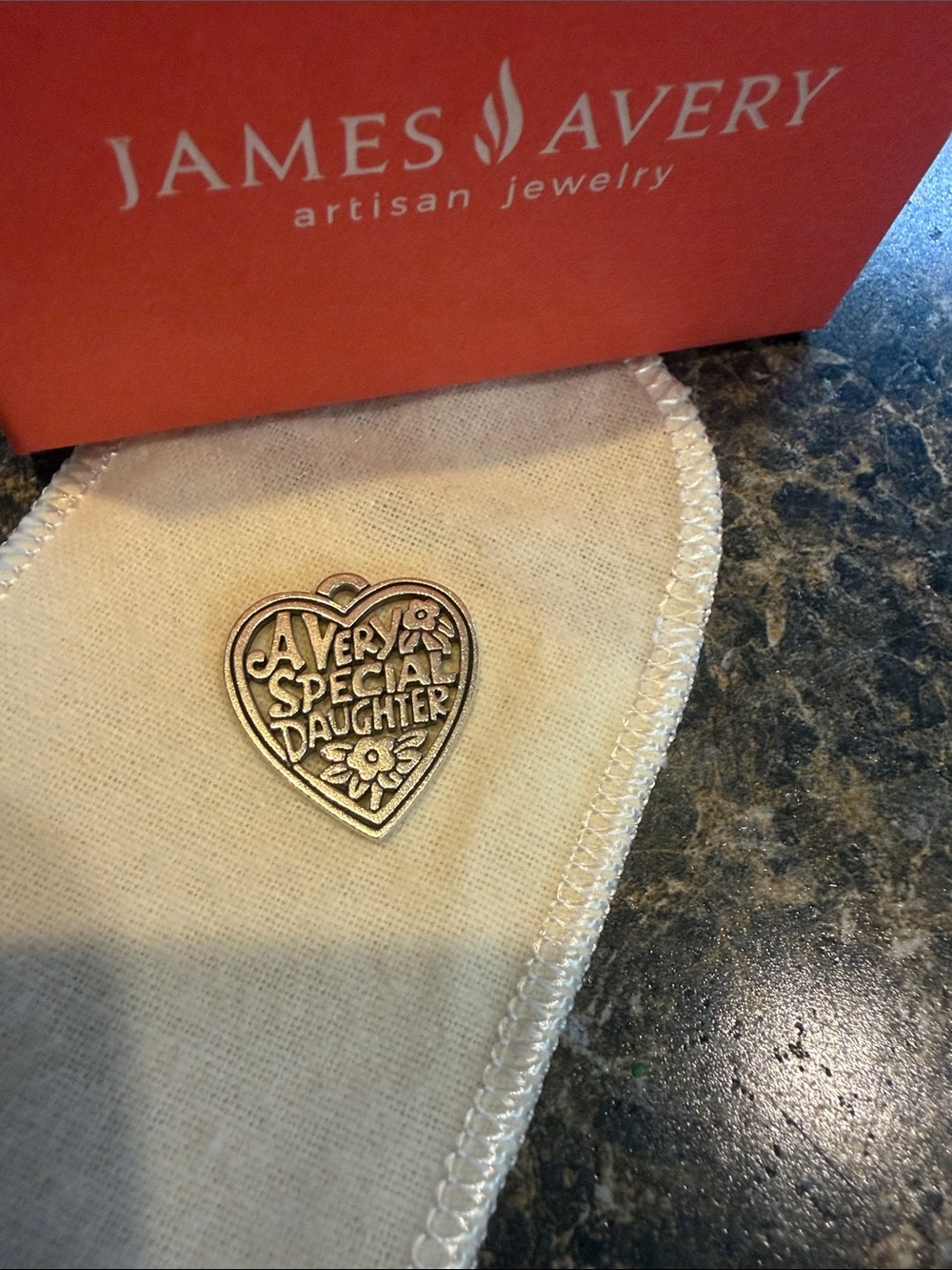 James Avery Silver Heart Charm "A Very Special Daughter"